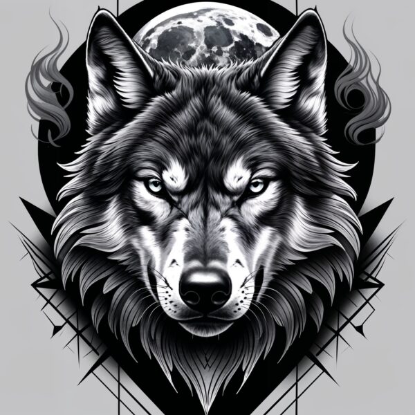 Tattoo mit einem Wolfskopf