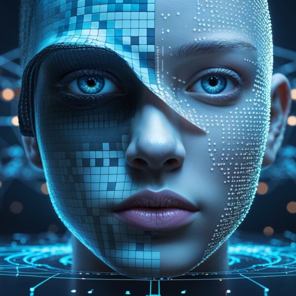 Ein futuristische KI-Bild mit einem Gesicht