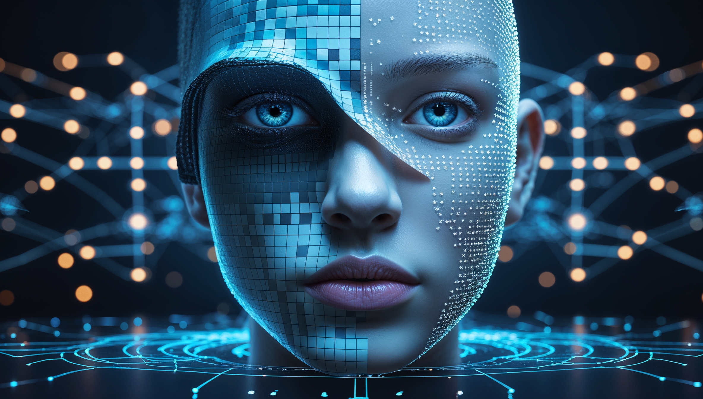 Ein futuristische KI-Bild mit einem Gesicht