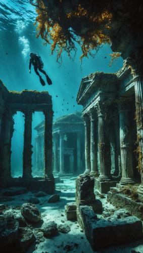 Leonardo Phoenix 10 A haunting underwater scene showing the su 0