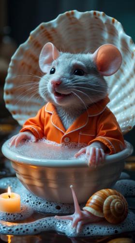 Leonardo Phoenix 10 A minibathtub made from a seashell filled 0