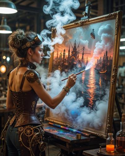 Leonardo Phoenix 10 A visionary steampunk artist stands before 0 68d046e8-ee70-4862-9838-9bd76a915c9f