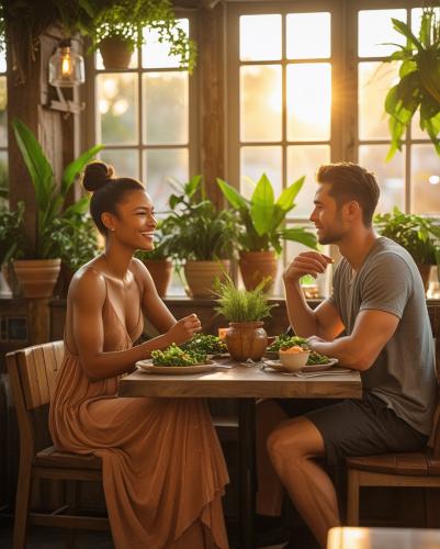 Leonardo Phoenix 10 a warmly lit cinematic photo of a cozy Veg 1